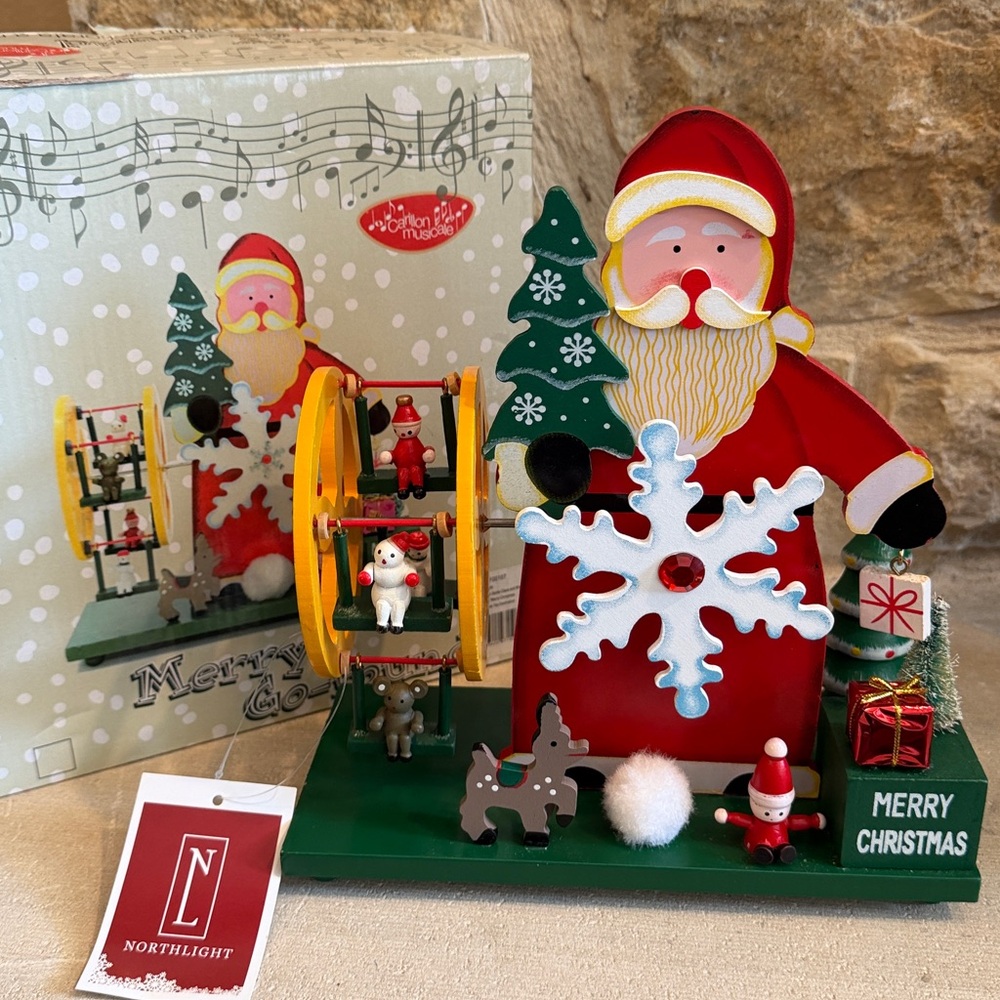 Northlight Music Box Santa Claus Ferris Wheel Silent Night Merry Go-round